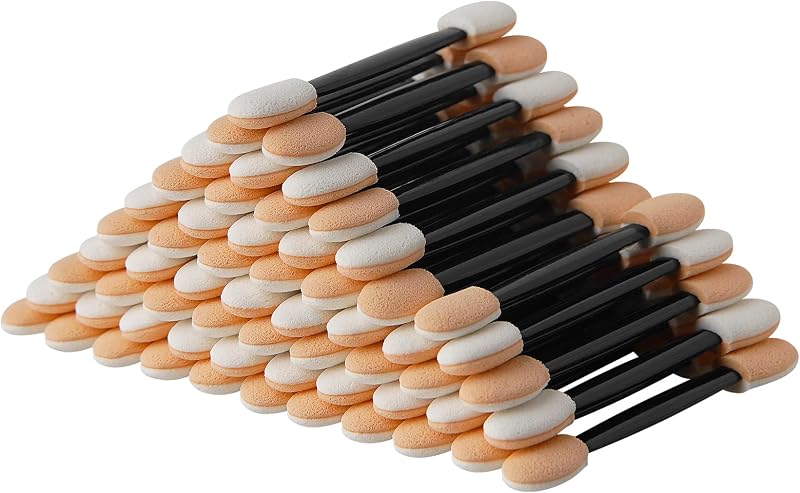 Cuttte 60PCS Disposable Dual Sides Eye Shadow Applicators Sponge Black | 2.44' Length Eyeshadow Brushes, Eye Makeup Sponges, Chrome Nail Power Applicators