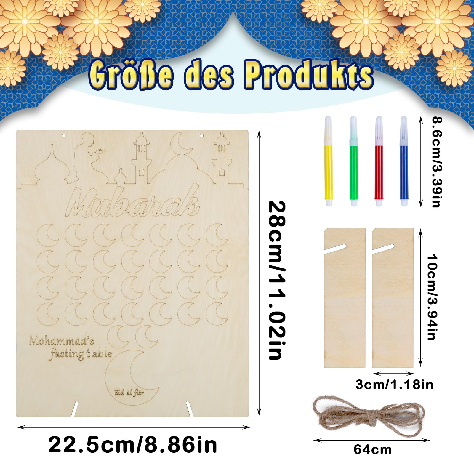 CALENDARIO NEGOZIO RAMADAN calendario in legno armadio calendario casa ornamento EUR 86,00