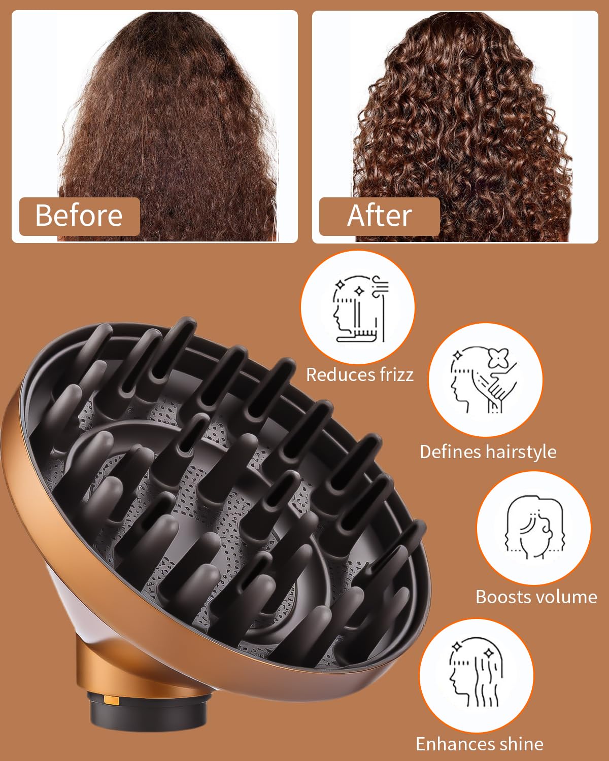 Diffuseur pour Dyson Airwrap HS01 HS03 HS05, diffuseur portable pour boucler les cheveux, pièce de diffuseur pour transformer le styleur Airwrap en sèche-cheveux, or