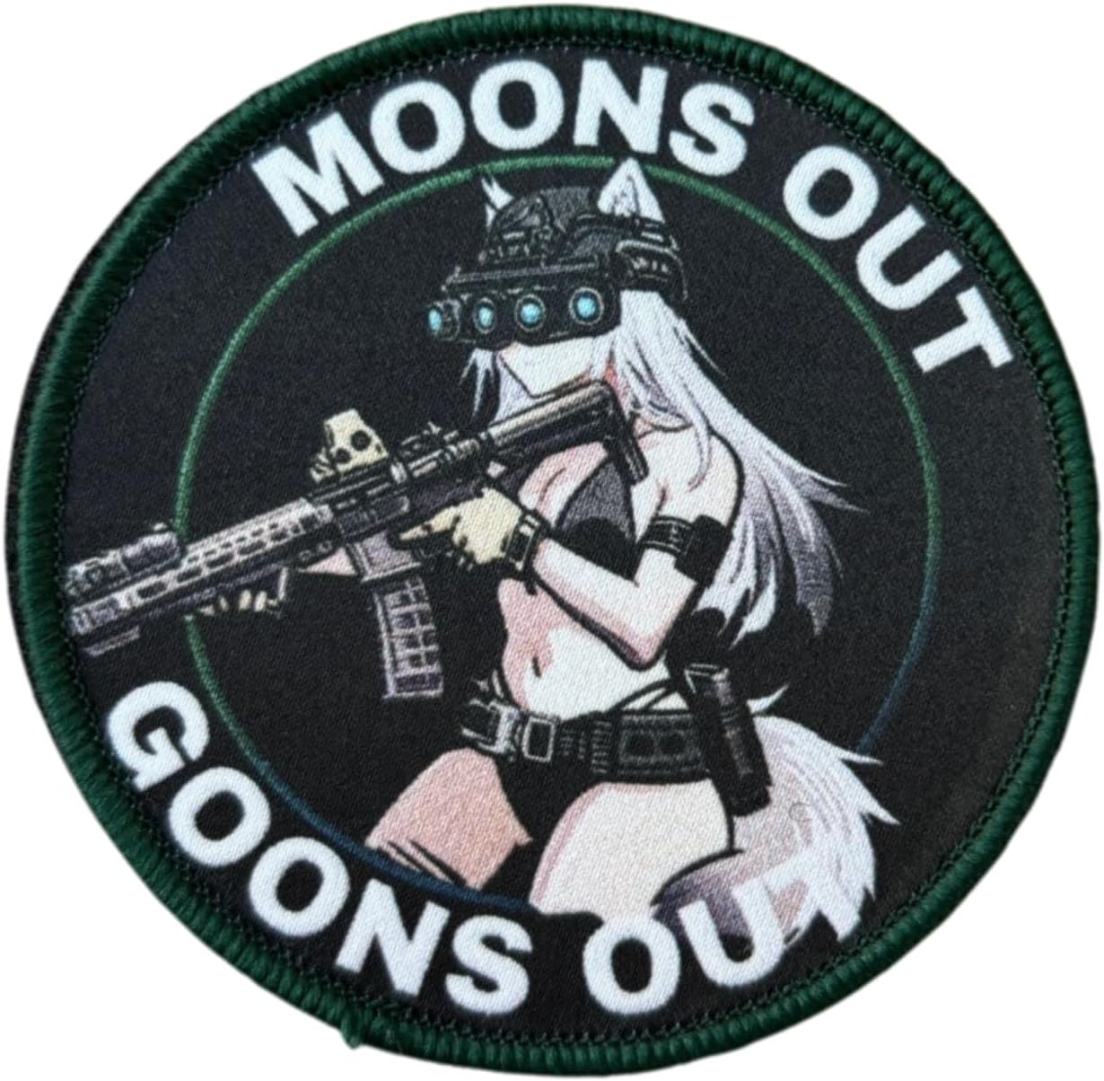 Moons Out Goons Out Printed Patch, Anime Waifu Tactical Badge, Hook Loop