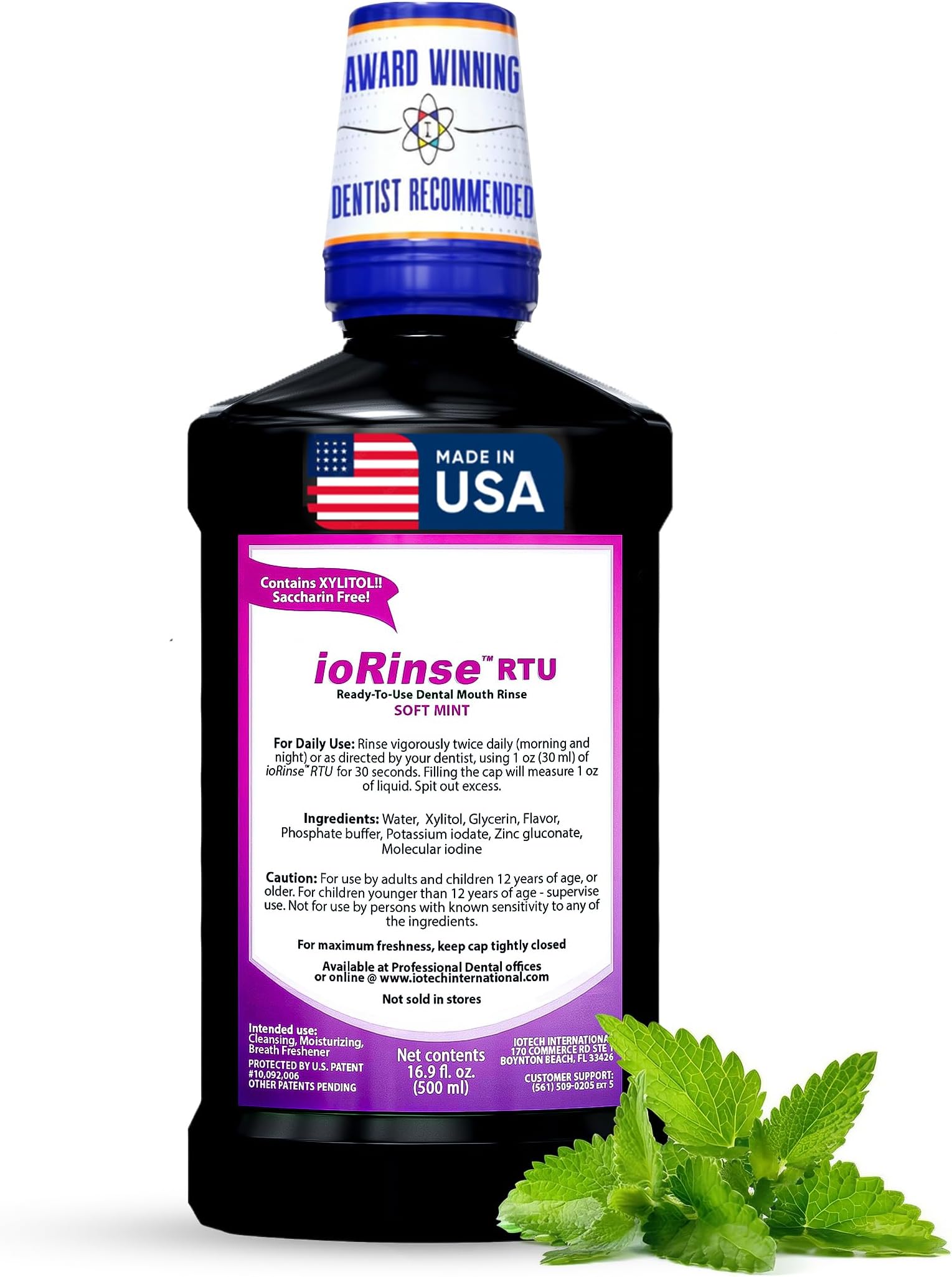 Recommended by 1,000s of Dental Professionals Because it Simply Works Better. Professional Strength ioRinse RTU. Powerful, Long-Lasting, Breath freshening that You Can Trust. Soft Mint 16.9 oz