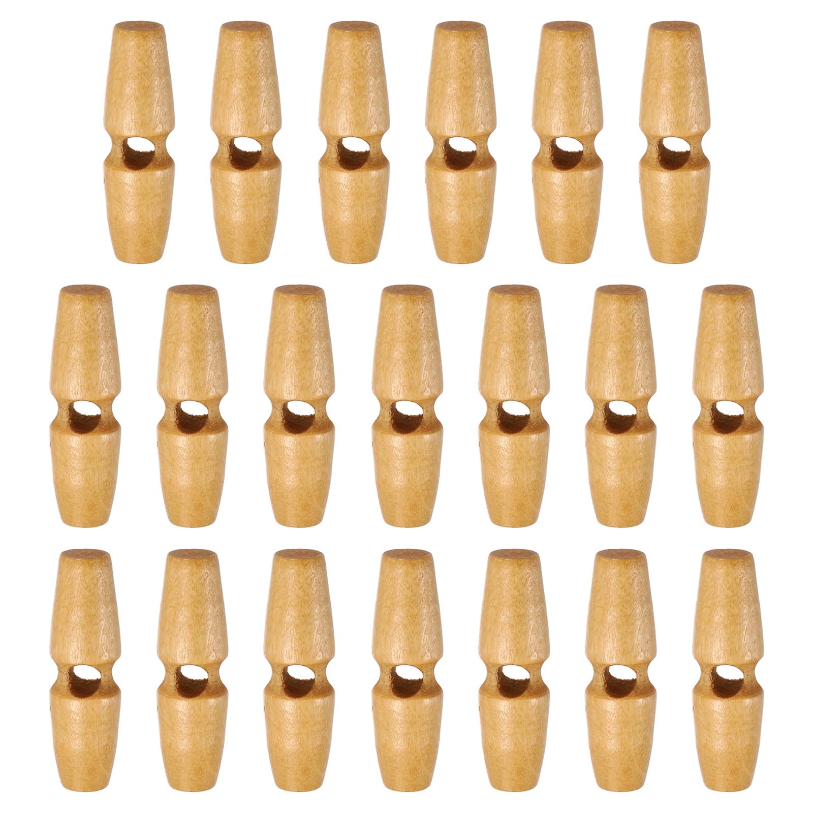 sourcing map 20pcs Wooden Toggle Buttons 40mm / 1.6" Single Hole Wood Olive Horn Sewing Buttons for Coat Sweaters Clothing DIY Craft, Light Brown