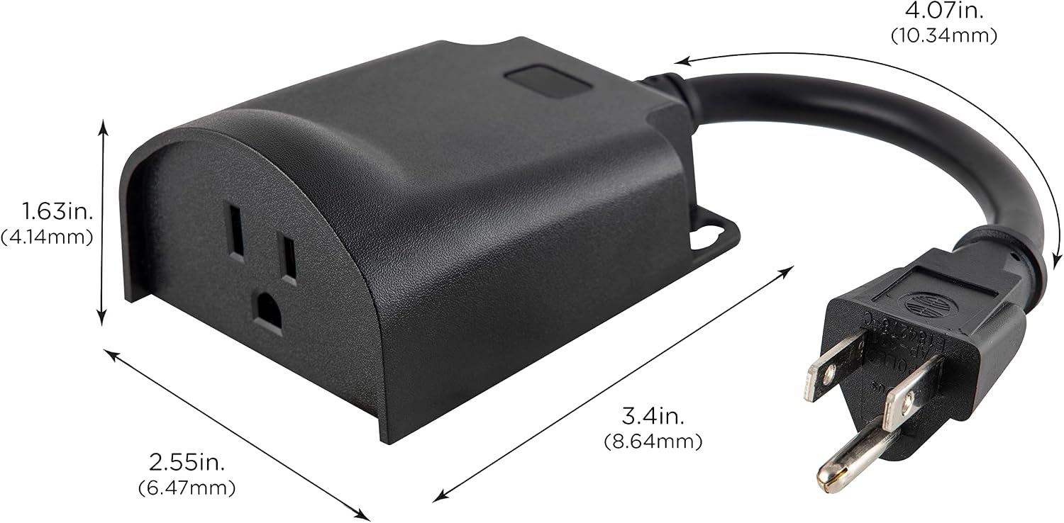 GE 14298 Enbrighten Z-Wave Plus Smart Outdoor Switch, 1-Outlet Plug-In, Weather-Resistant, Works with Alexa, Google Assistant, (2nd Gen.), Z Wave Hub Required