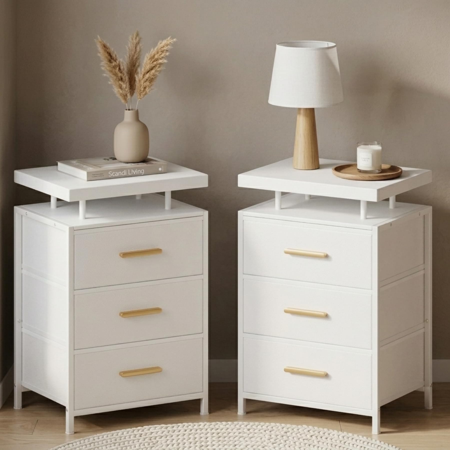 View 1 of 1 set ***DreamDashio Nightstand Set of 2 with LED Lights