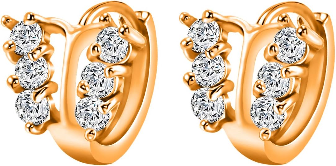 IPINK Brilliant Round Small Real Gold Filled Womens Hoop Wedding Earrings