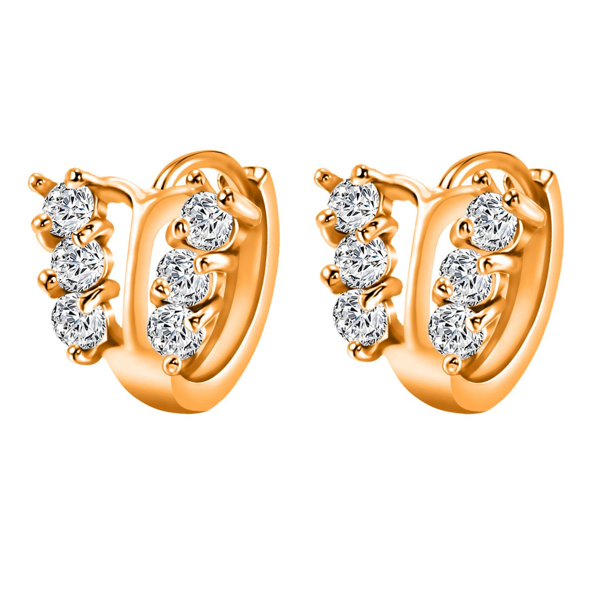 IPINK Brilliant Round Small Real Gold Filled Womens Hoop Wedding Earrings