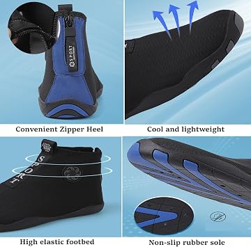 KTELI Men's Hiking Shoes, Arch Support Walking Shoes,Trail High Top Running Shoes, Trekking Climbing Wading Shoes, Slip-on Orthopedic Slip Resistant Shoes (Color : Black Blue, Size : 35)