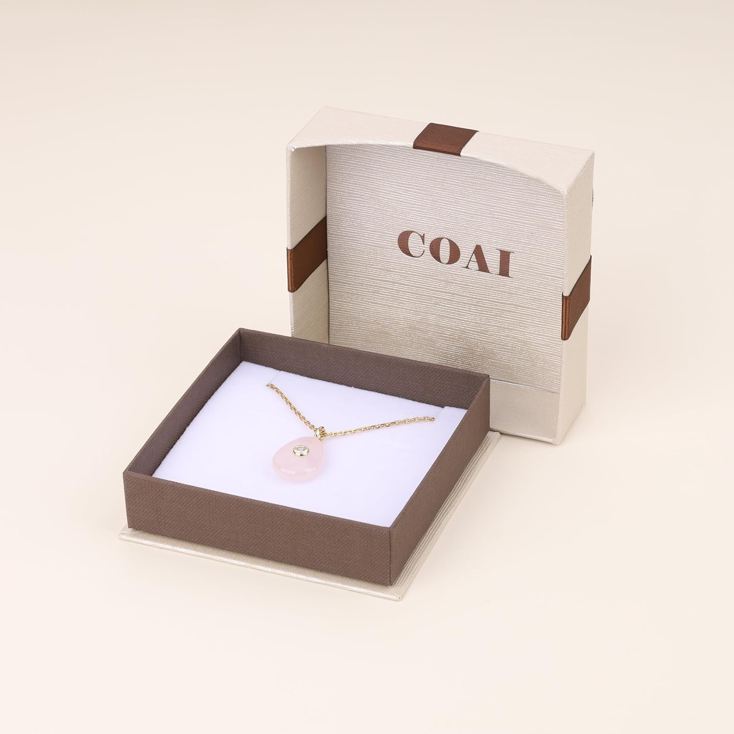 COAI Crystal Necklace for Women, Teardrop Pendant 18K Gold Plated Stainless Steel Necklace for Women