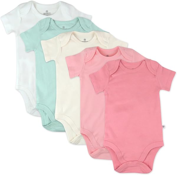 HonestBaby Baby-girls 5-pack Short Sleeve Bodysuits One-piece 100% Organic…
