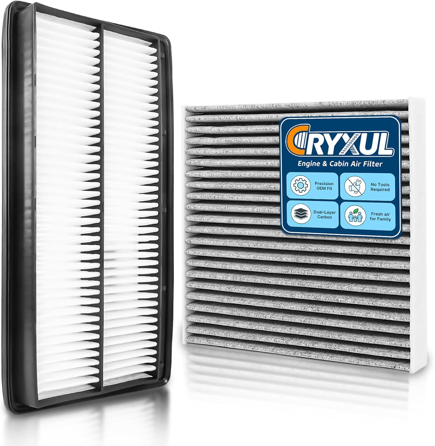 Cabin Engine Air Filter Kit Fits 2022-2025 MDX V6-3.5L, 2023-2025 Pilot V6-3.5L, Replacement for CA12934 CF11182