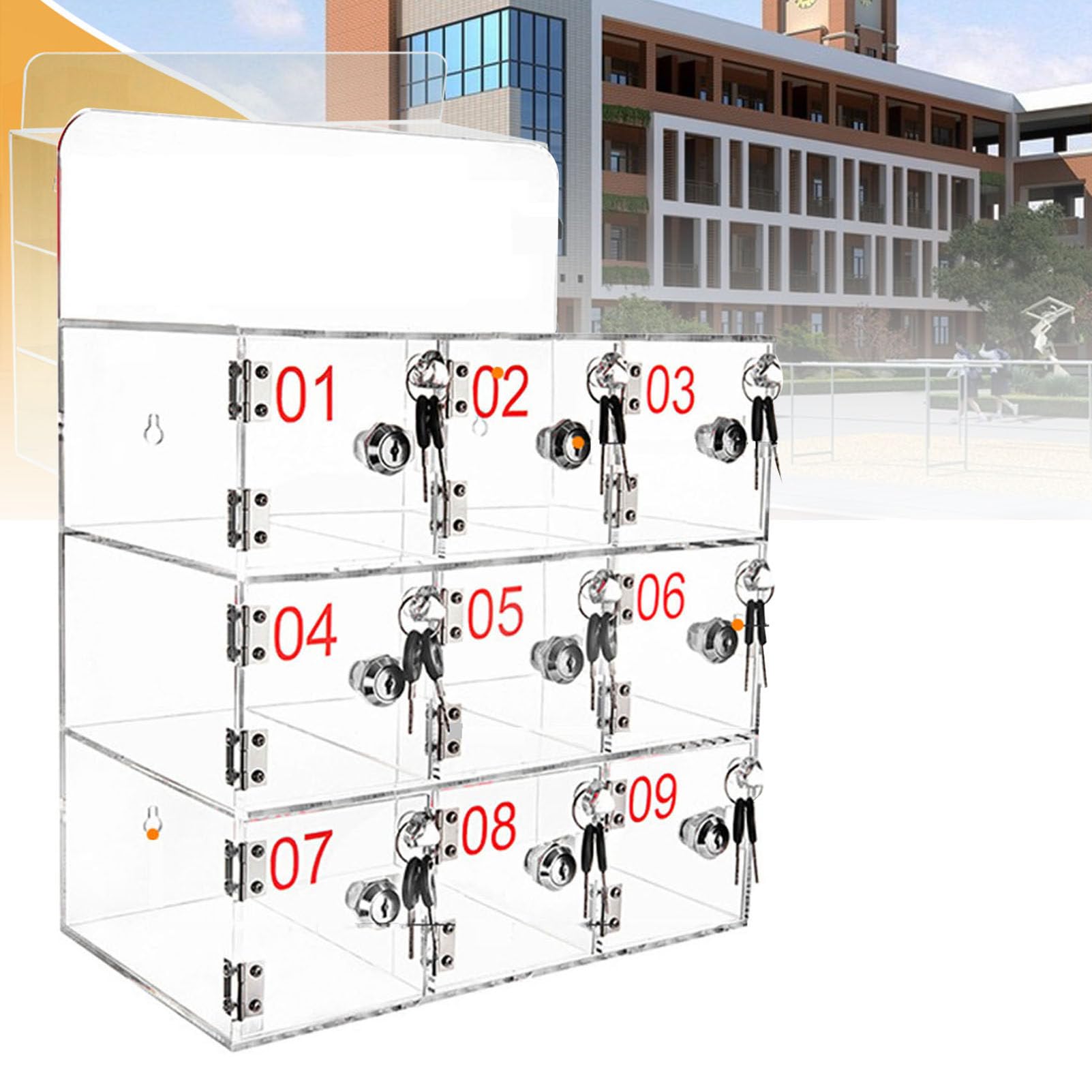 Caja de acrílico para guardar teléfonos para proteger celulares en el colegio