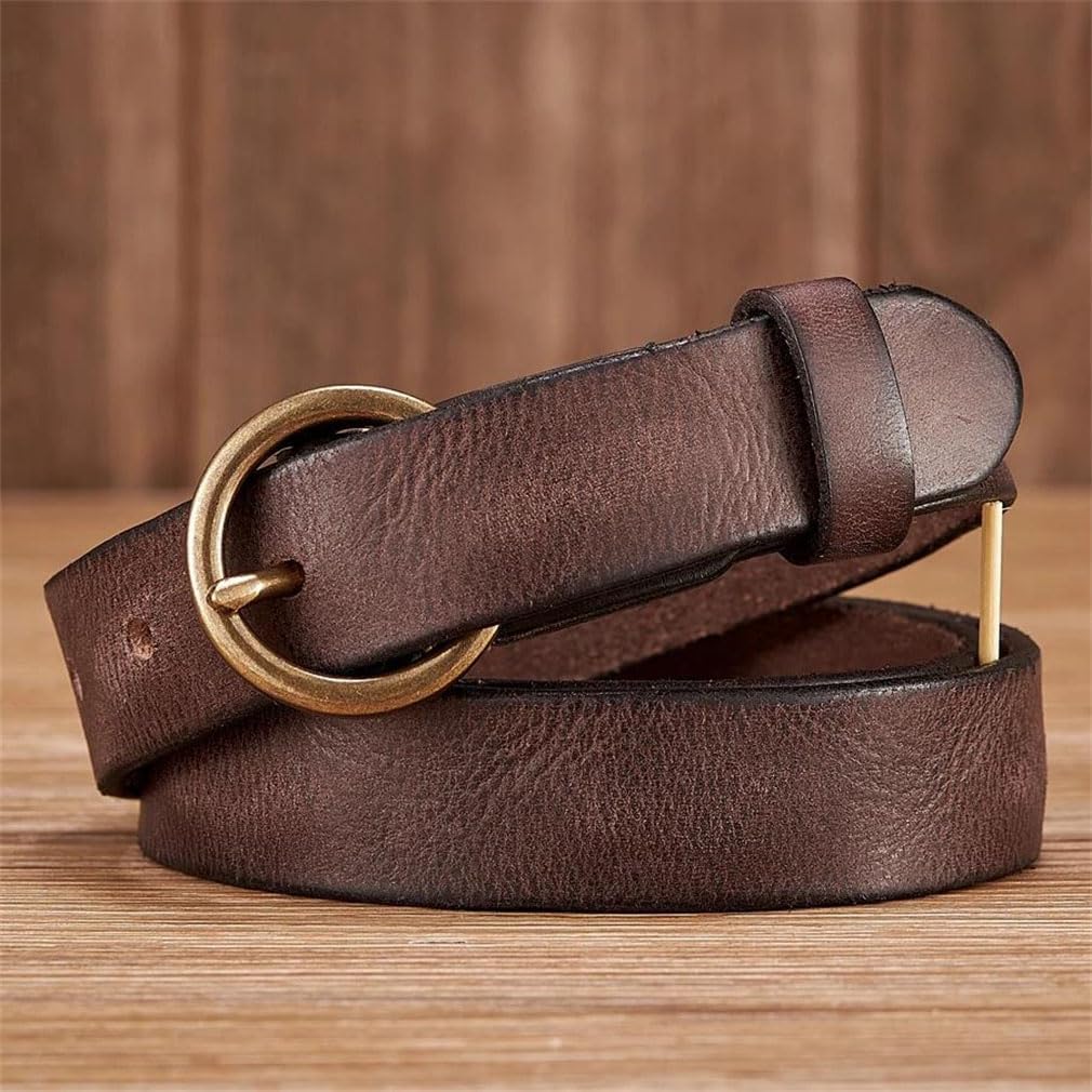 Women 2.5Cm Ladies Cowhide Copper Buckle Casual Jeans Thin Belt Vintage Female Strap Girl