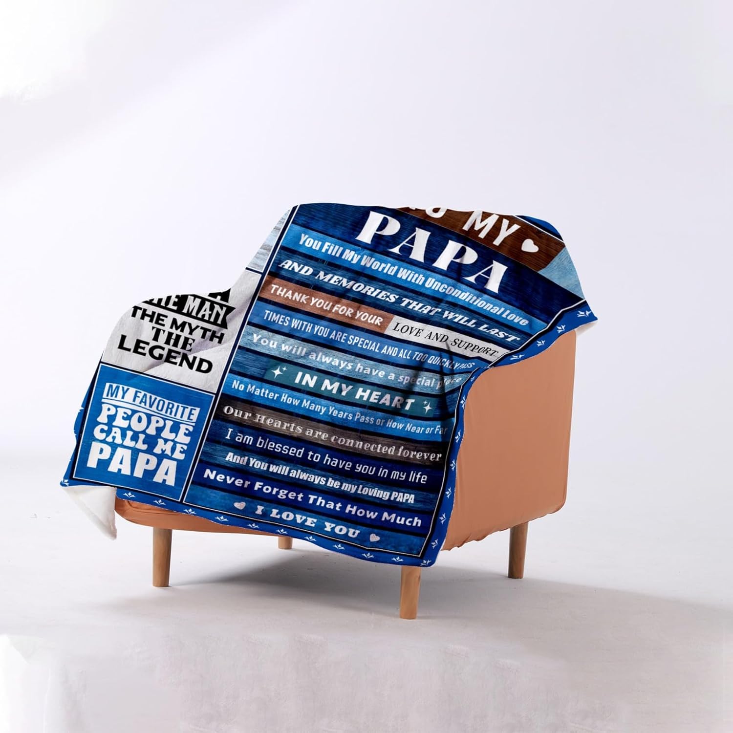 to My Papa 50X60 Soft Throw Blanket 310 Grams Blue Throw Gifts for Papas Meaningful Father's Day Present for Your Papa from Grandkids at Christmas - Image 3