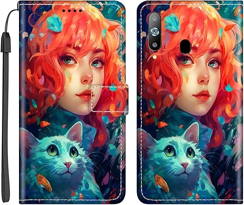 Miniatura 2 de DAFEI Wallet Case for Samsung Galaxy A8s with Cat Print-aa338 Pattern PU Leather Flip Folio ID&Credit Cards Pocket Lanyard