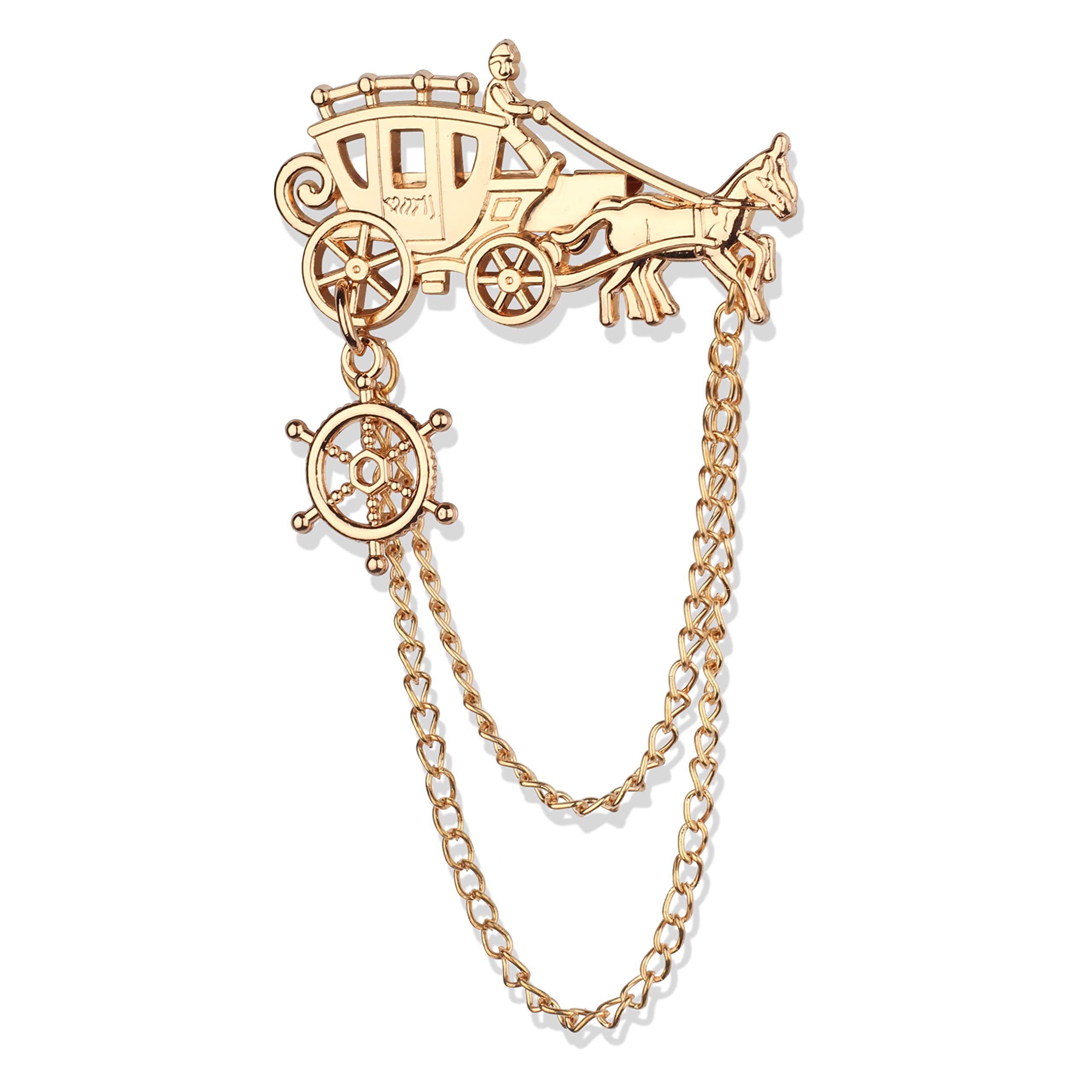 Panjatan Royal Horse Cart Design Golden Chain Brooch for Men and Women. (B0B8D14KZF) Amazon Price History, Amazon Price Tracker