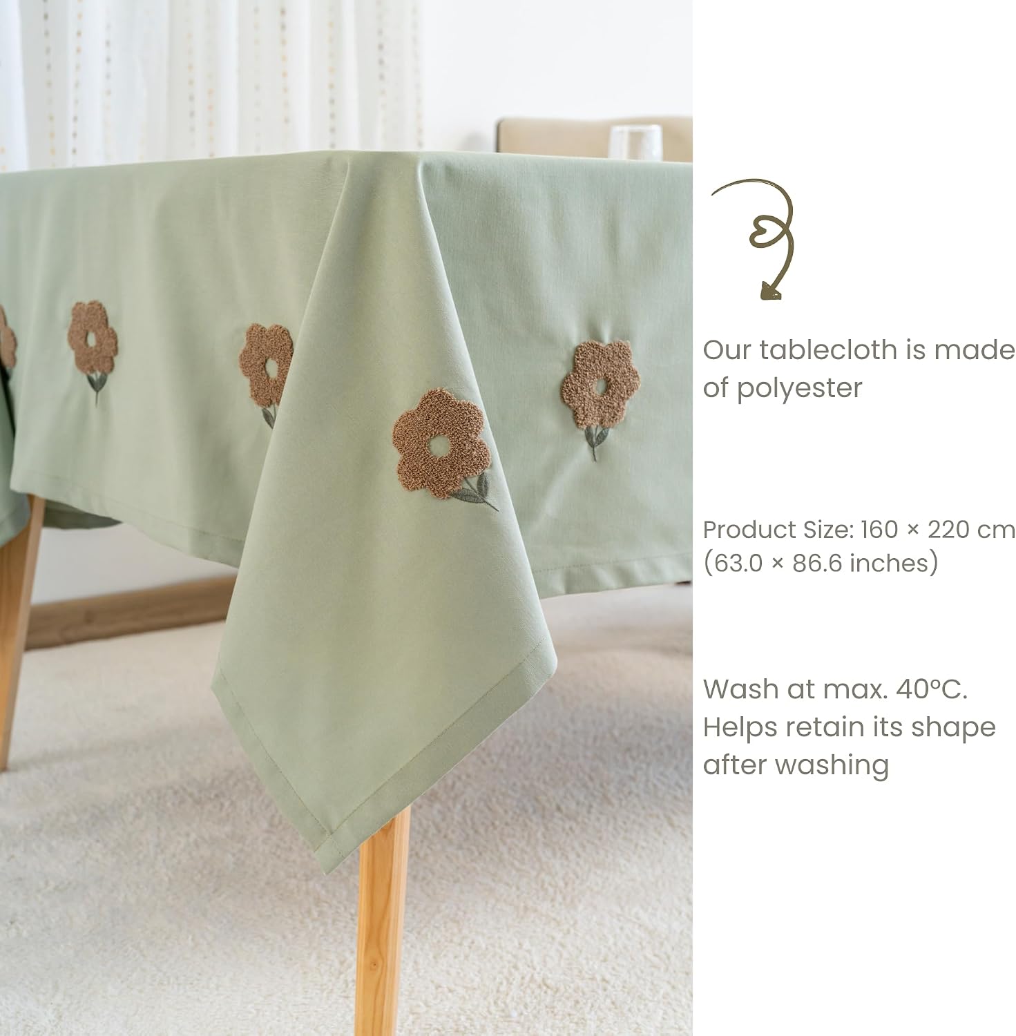 Rectangular & Round Tablecloth for Dining & Picnic | Botanical Print Fabric Table Cover for Indoor Outdoor Tables | Durable Table Cloth for Kitchen, Parties, Holidays & Everyday Use