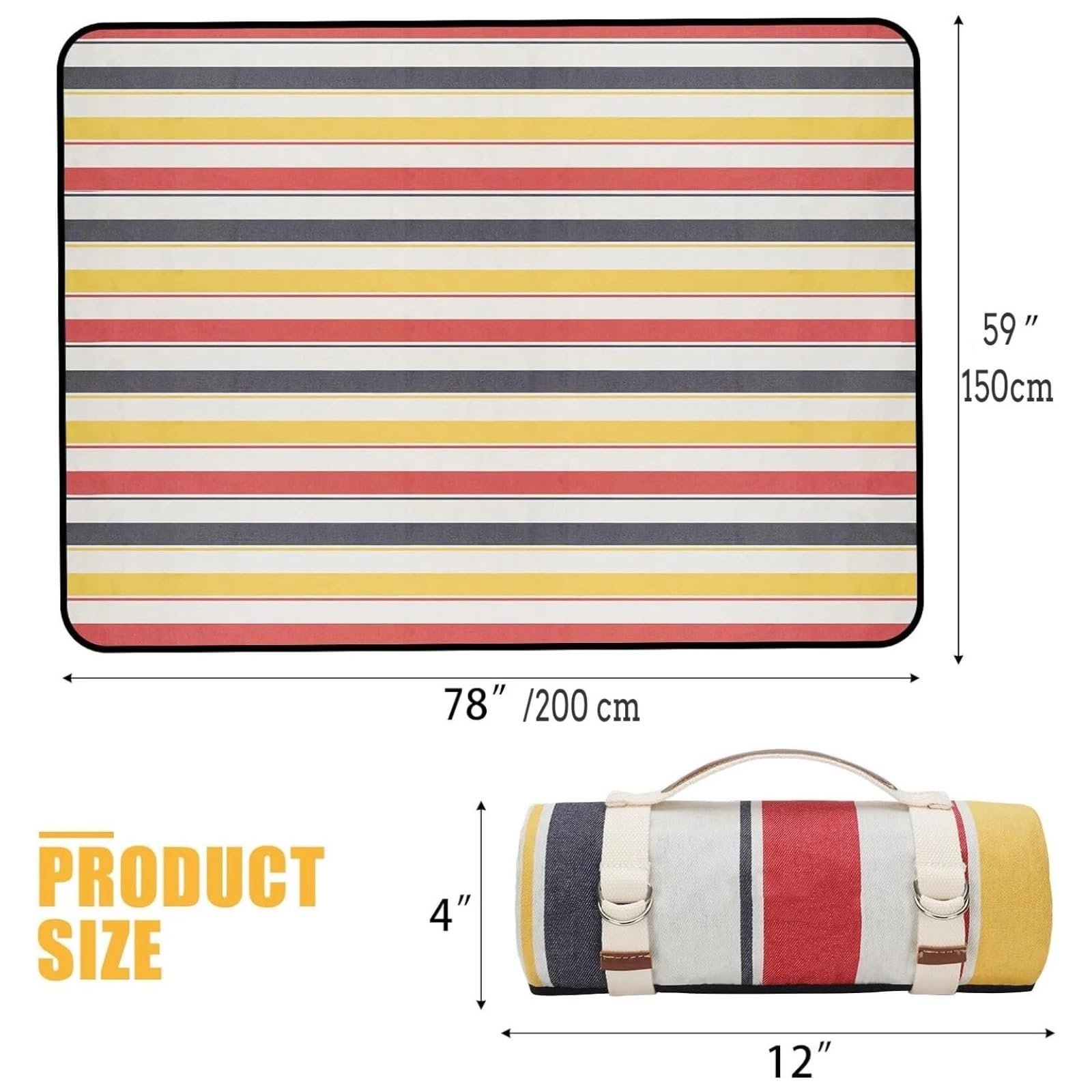 Coperta Da Picnic Impermeabile, Portatile Da Spiaggia Con Tracolla
