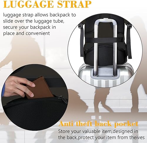 Miniatura 73 de MATEIN - Mochila empresarial para laptop de 15.6 pulgadas, mochila de viaje con puerto de carga USB, resistente al agua, para trabajo, universidad