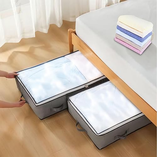 Miniatura 5 de Contenedores de almacenamiento debajo de la cama, contenedores de almacenamiento delgados debajo de la cama con tapas, bolsas de almacenamiento