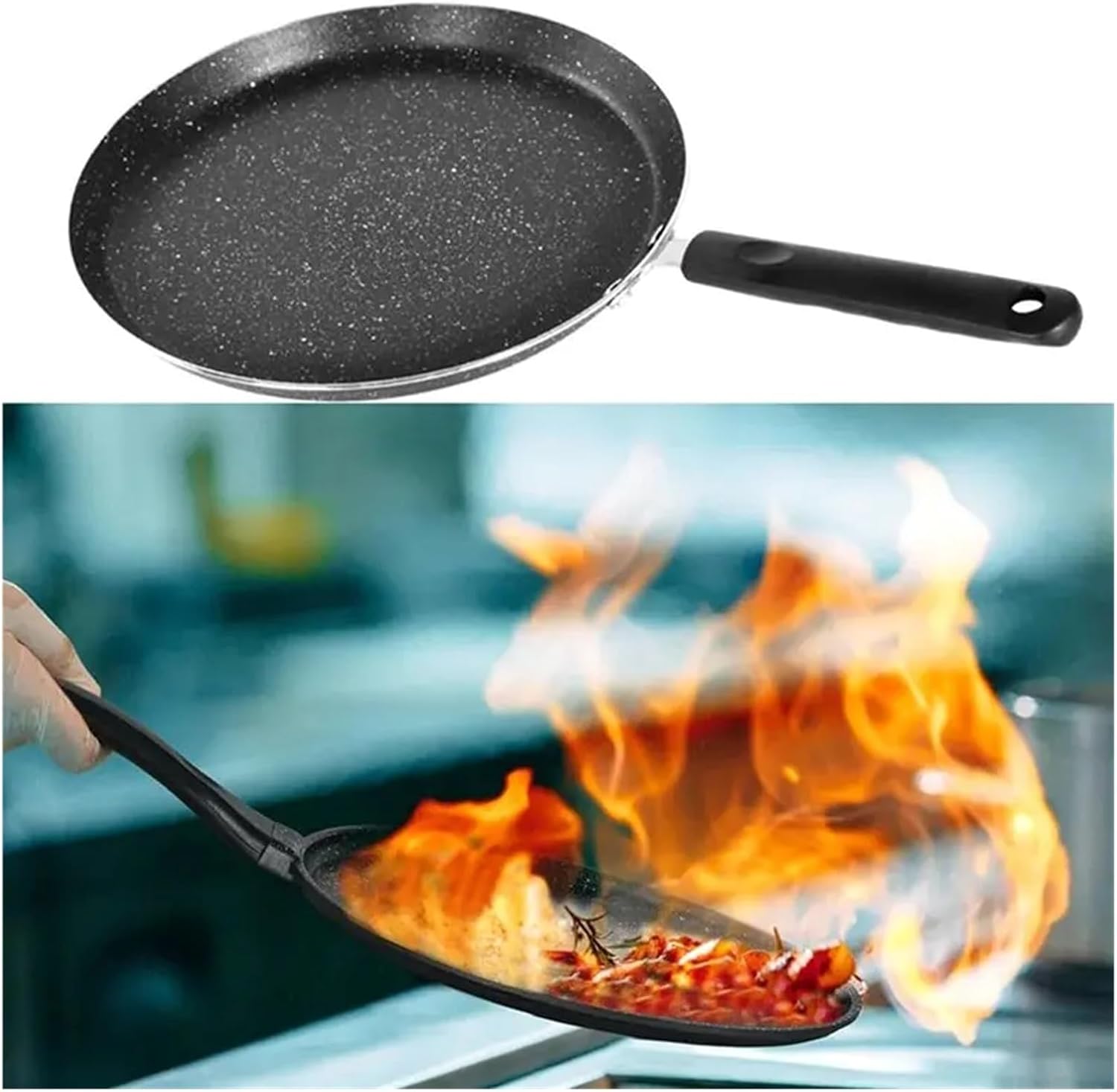 Compatible For Lightweight 1Pc Non-Stick Crepe Pan Tawa Gas Hob Metal Frying Pancake Saucepan Kitchen Cooking Tool