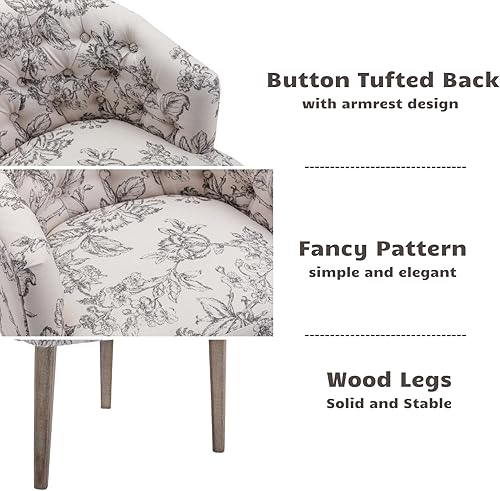 Miniatura 5 de HEAH-YO Juego de 2 sillas de comedor copetudas con brazos y respaldo, sillas tapizadas de barril de cocina para comedor, color gris