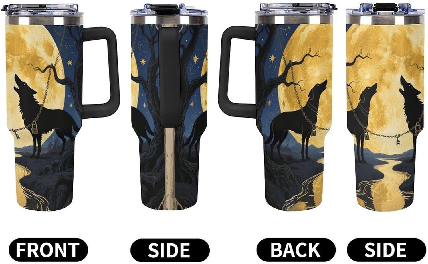 40 Oz Tumbler with Straw And Lid Tarot Card The Moon Insulated Travel Coffee Mug Stainless Steel Water Bottle Vacuum Insulated Tumblers for Sport Work Car Travel Weekends