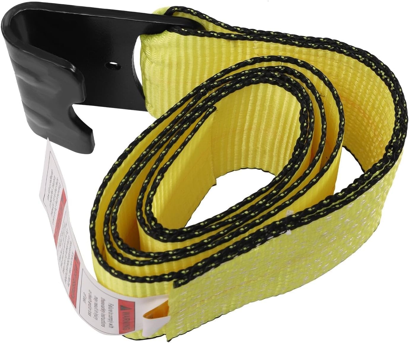 Winch Straps 4' x 5' Yellow Heavy Duty Tie Down w/Flat Hook, 4 Inch Cargo Control for Flatbed Truck Utility Trailer