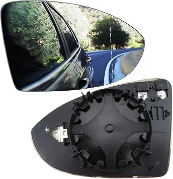 Heated Convex Wing Mirror Glass Right Driver Side for VW Golf MK7 2013 2020 with Fixing Bracket Clip-On Replacement