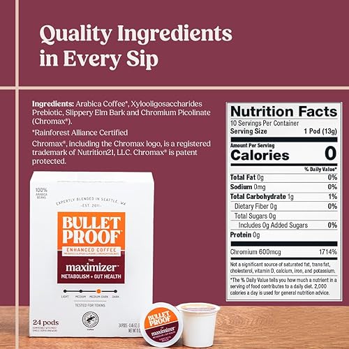 Miniatura 2 de Bulletproof The Maximizer Cápsulas de café de una sola porción, 24 unidades, café limpio con metabolismo y apoyo para la salud intestinal
