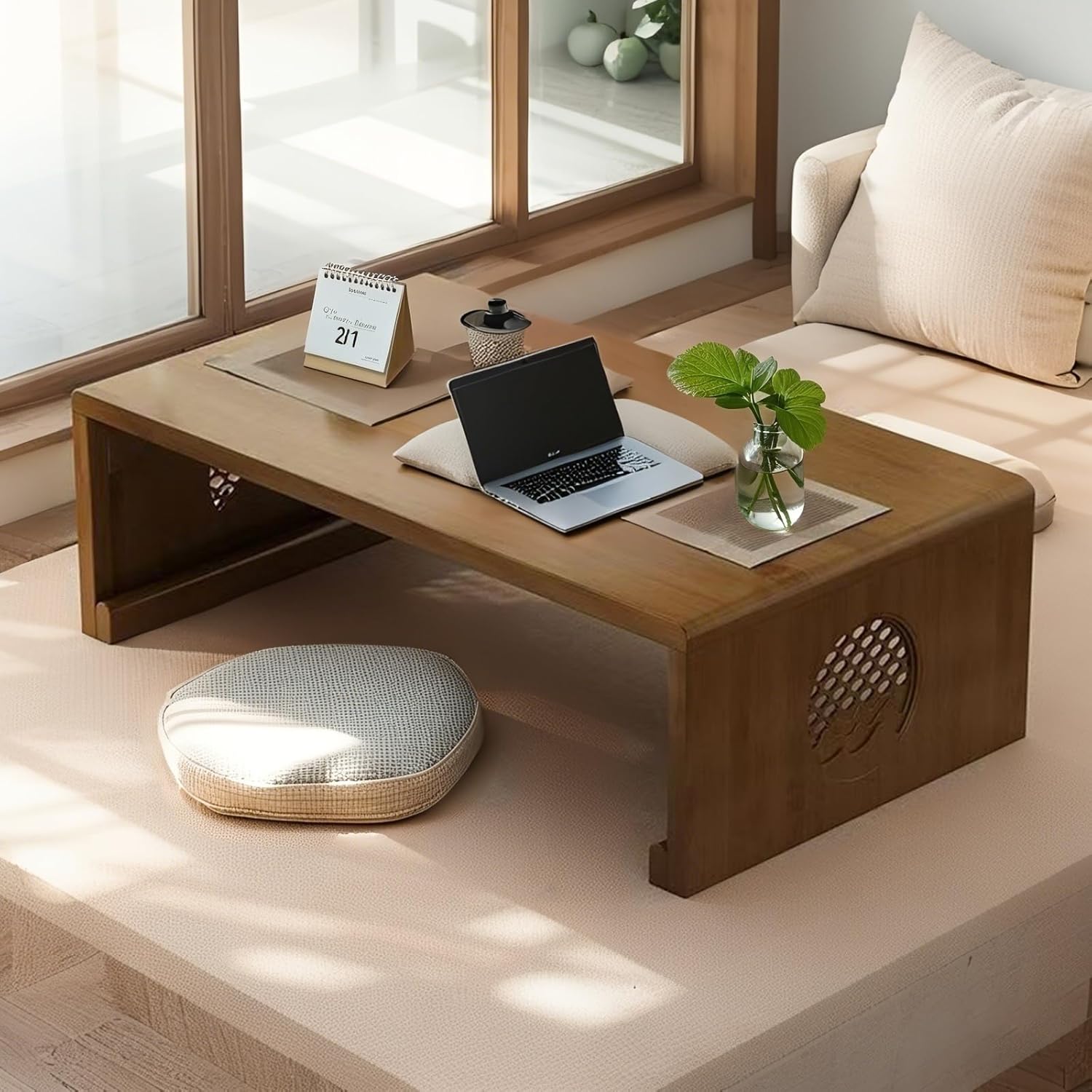 Amazon.com: Japanese Floor Table Foldable Bamboo No Assembly Japanese Coffee Table Portable ...