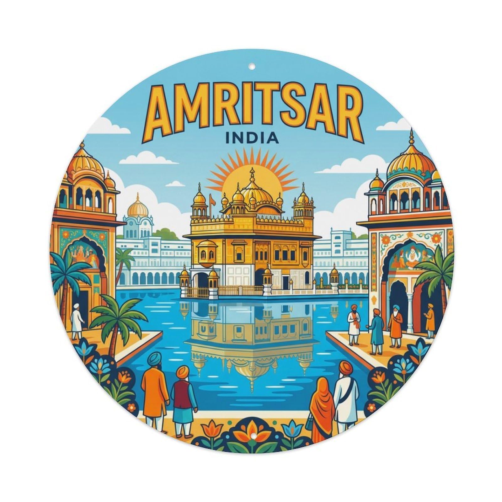 Retro Travel India Amritsar Metal Tin Sign