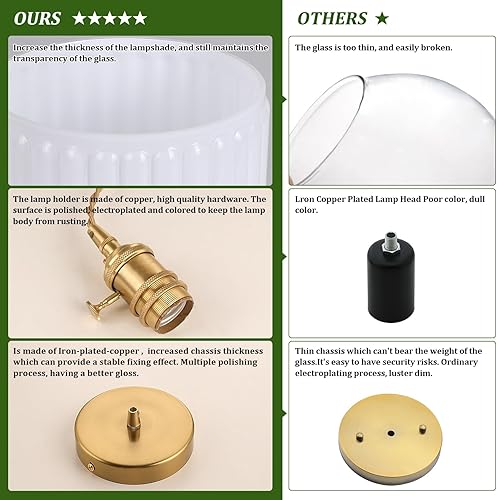 Miniatura 41 de Lámpara colgante con pantalla de cristal ámbar Scindapsus de cristal, lámpara colgante vintage de latón, luz colgante ajustable para cocina, isla