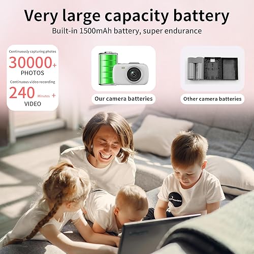 Miniatura 2 de WellTone - Cámara digital para niños, video 4K de 64 MP, cámaras compactas de zoom y disparo de 18X, mini cámaras de enfoque automático, pantalla de