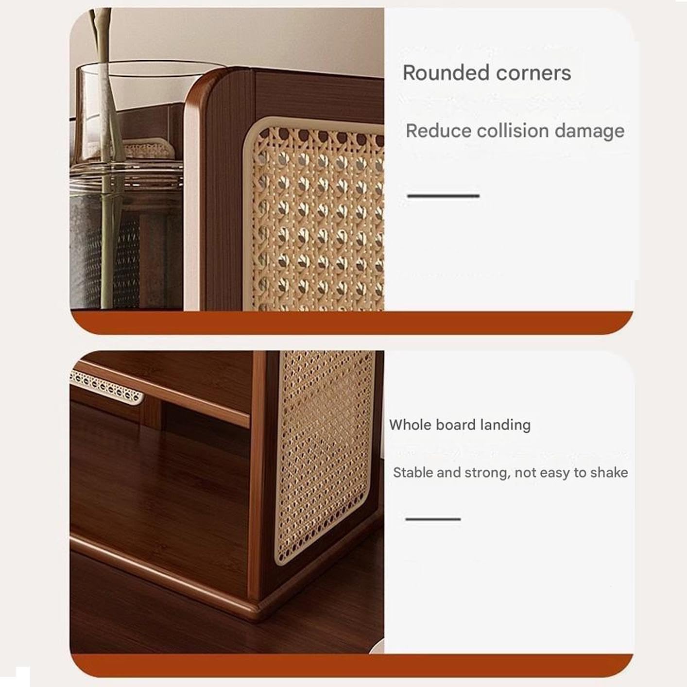 Scolapiatti multistrato in rattan, ripiano in legno di bambù, per soggiorno e cucina, struttura robusta inclusa