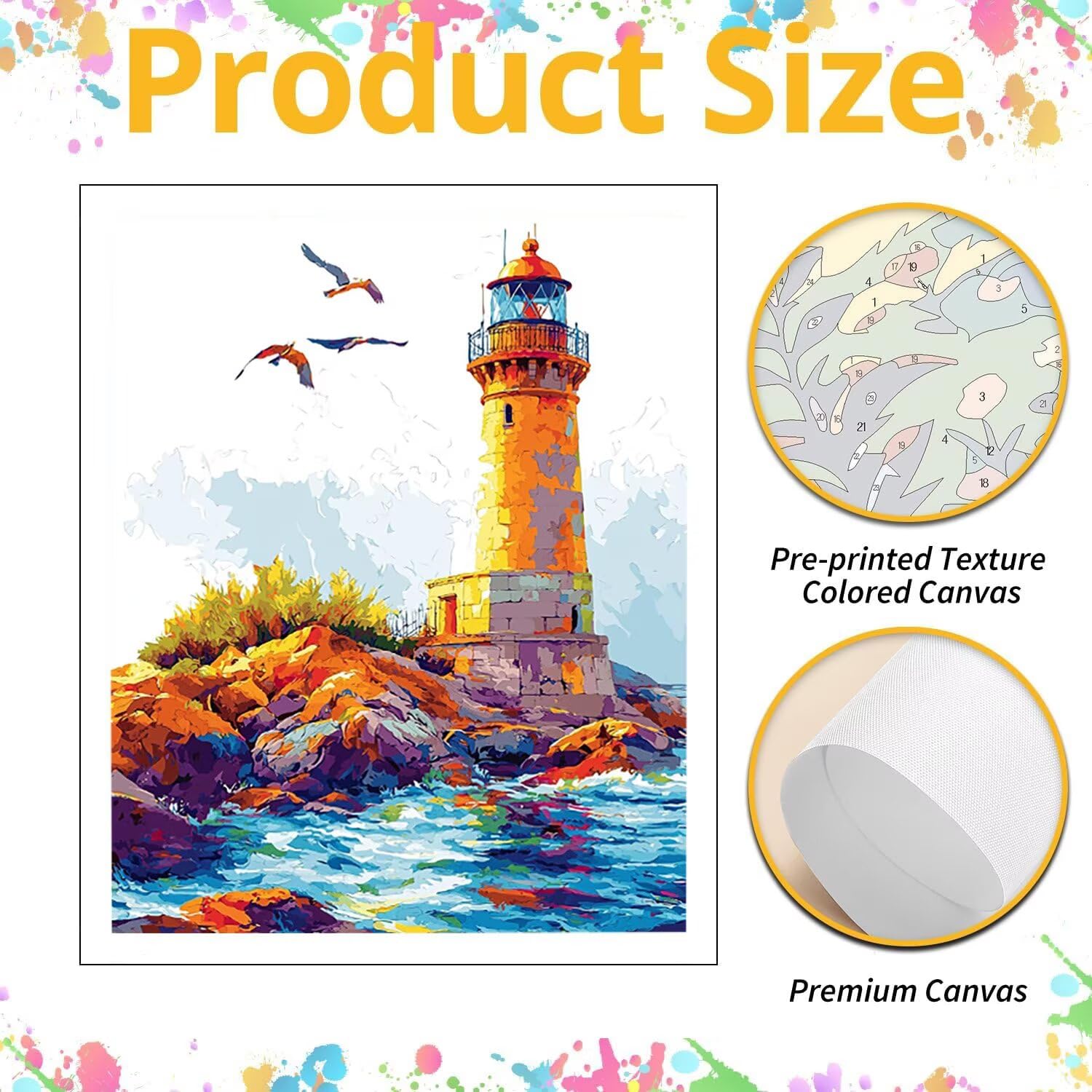 WEISHIWE Dipingere con i Numeri Adulti Faro, 60x80cm s-136 | Pittura a Olio Kit, fai da te Quadri da Dipingere Numerat, Adulti Bambini Hobby Creativi,Pittura Adulti Decora la Casa Regalo