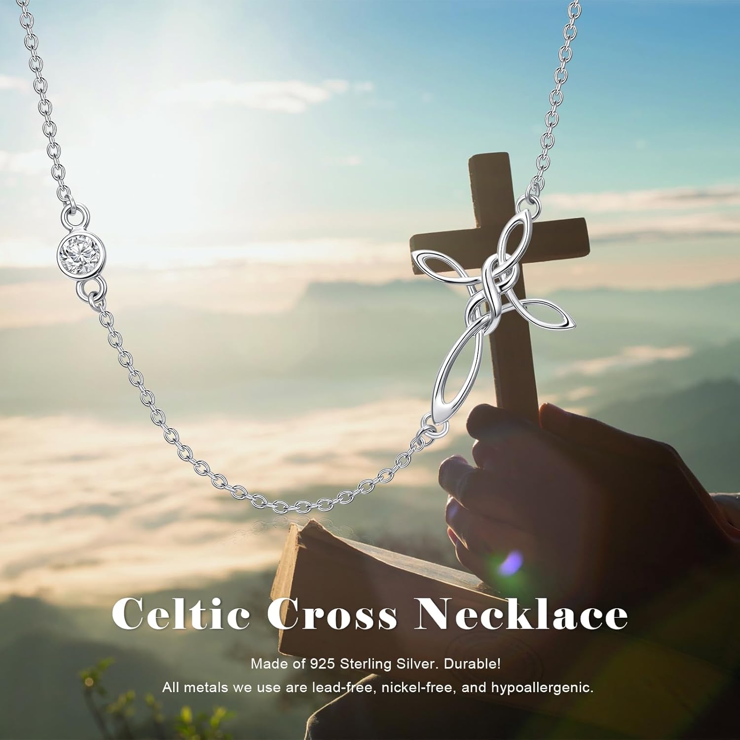 Cross Necklace for Women 925 Sterling Silver Cross Pendant Religious Christian Jewelry Faith Easter Gifts for Wife - Image 7