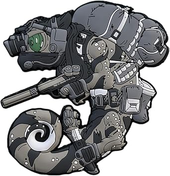 Patchlab Helikon-Tex Tactical Chameleon Legion Nightstalker V3 Operator PVC Rubber Morale Patch, Hook & Loop Attachment for Backpacks | for Army, Patriots, Grey & Green, 4x4