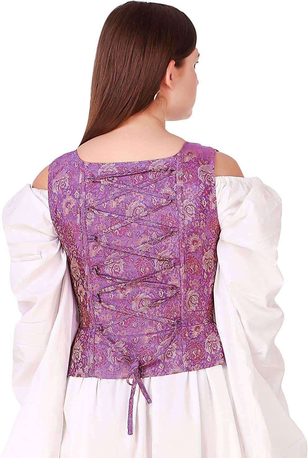 Medieval Wench Pirate Renaissance Cosplay Costume Reversible Peasant Bodice X-Large Brocade (Fabric# 118)