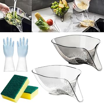 High Temperature Resistant Kitchen Essentials Drainage Basket, Multi-Functional Drain Basket, Drainage Basket Funnel with Funnelt, Drain Basket for for Vegetables,Pasta,Fruit,Salad 2Pcs