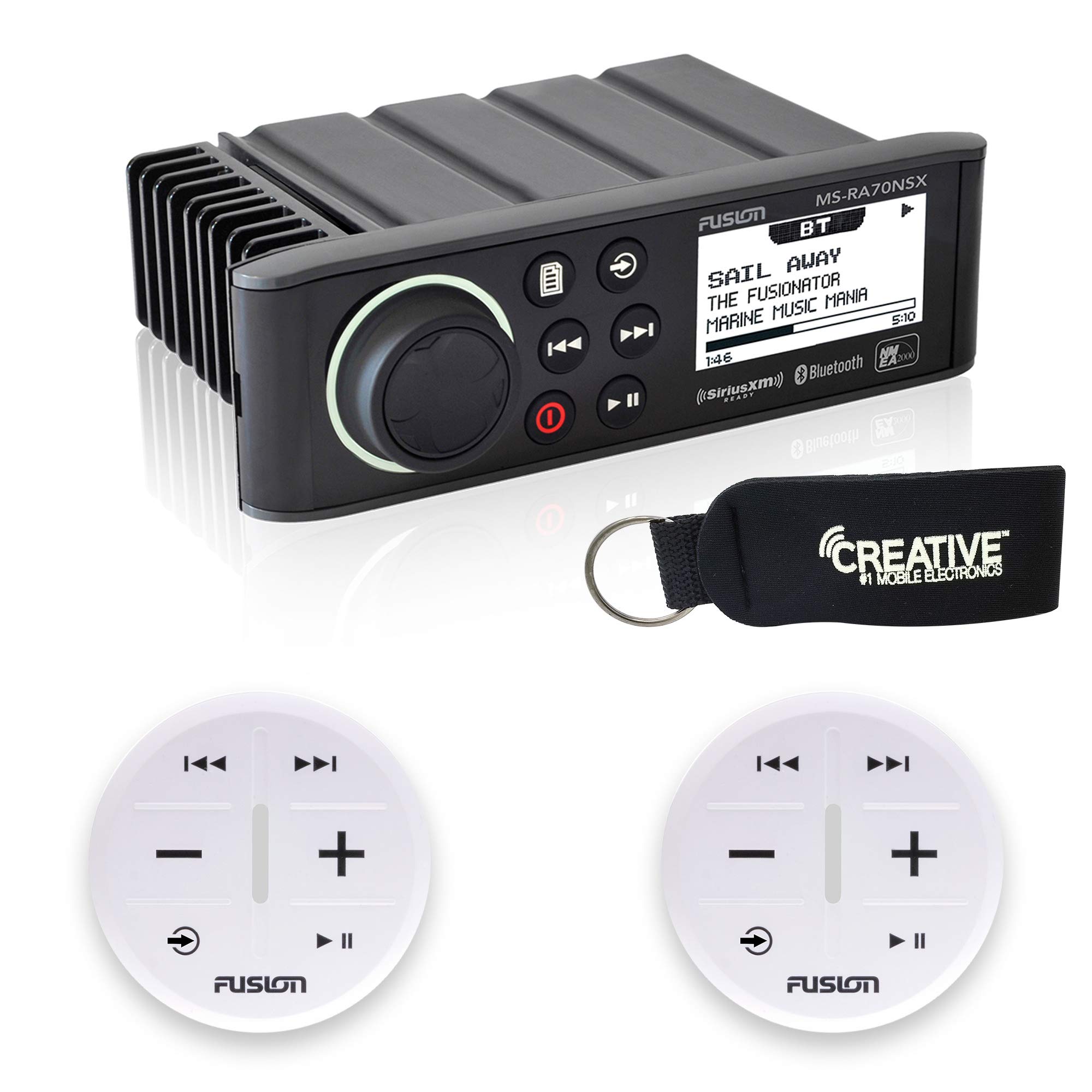 Fusion MS-RA70NSX Marine Entertainment System with Two Wireless Remotes for Dual Zones - White