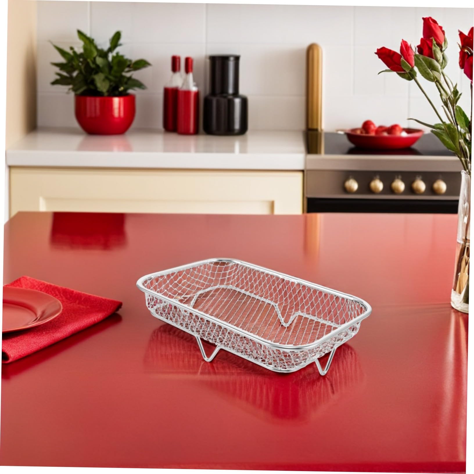Gatuida 5 Pezzi Raffreddamento e Cottura in Acciaio Inossidabile Supporti per Friggitrice ad Aria con Design Rete per Circolazione Aria e Presentazione Elegante in Cucina