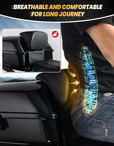 Miniatura 7 de TCT-MOTORPARTS - Caja de equipaje de viaje modificada negra brillante con soporte de montaje y soporte para respaldo para Harley 2014-2025 Modelos