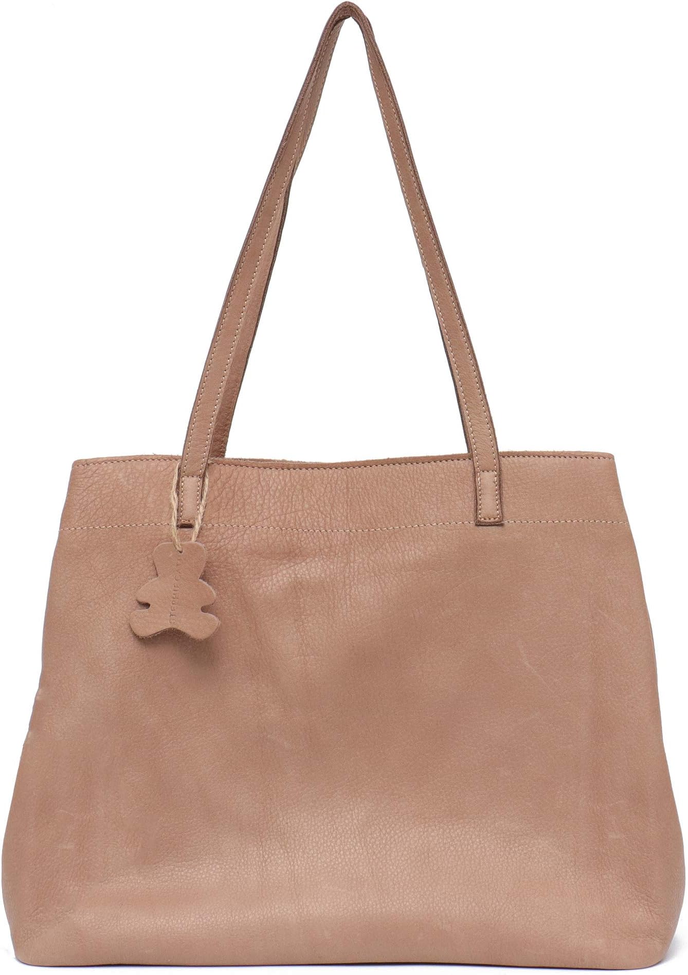 STEPHIECATH Women Tote-handbags Vintage Italian Cow Leather Female Shoulder Bag Large Capacity Multi Sections Pockets Real Leather Skin Bag (NATURAL)