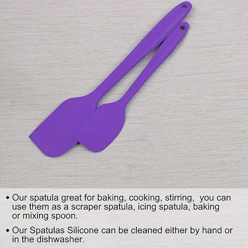 Miniatura 5 de uxcell Juego de 2 espátulas de silicona resistentes al calor, espátula antiadherente para cocinar, hornear y mezclar, color morado