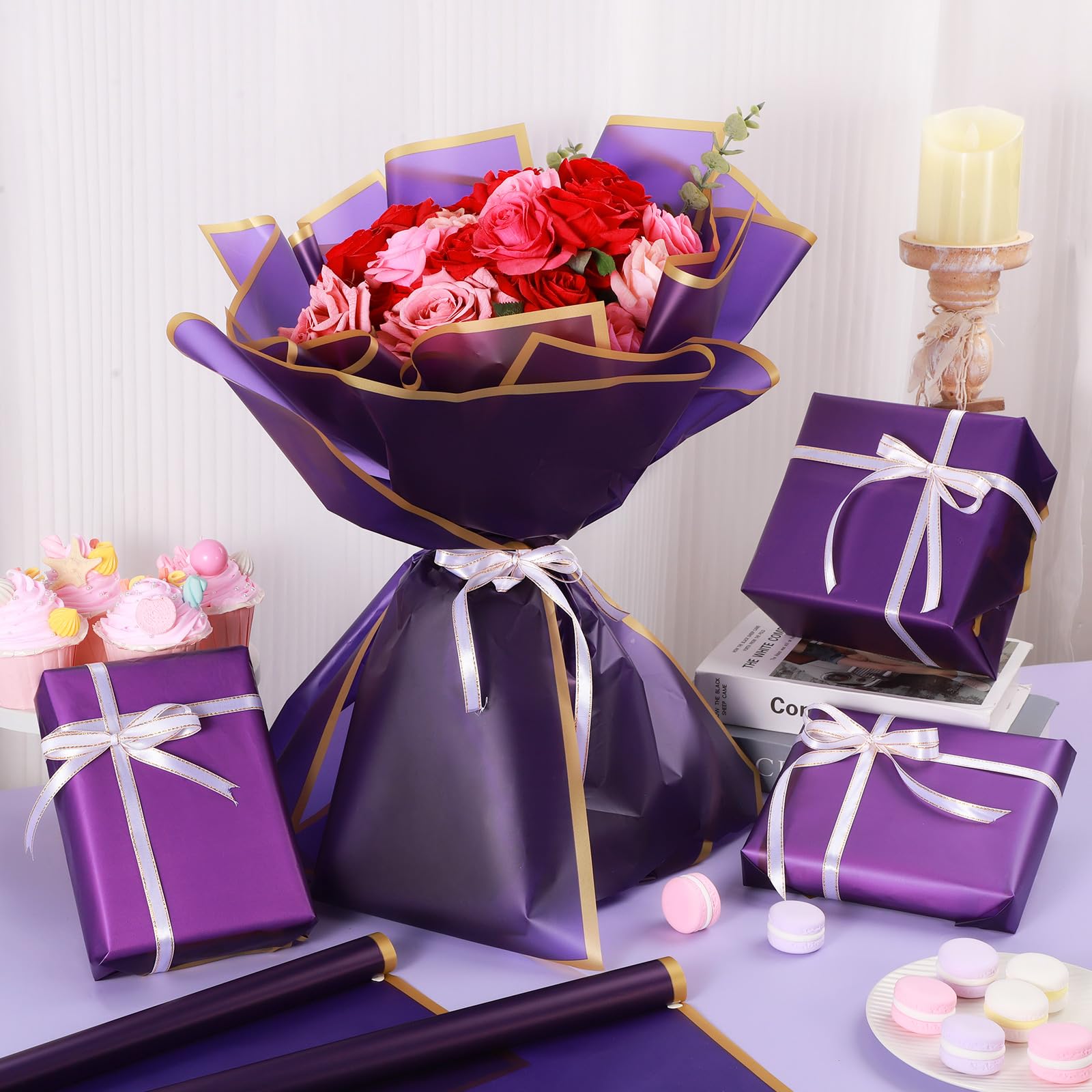 Papel Coreano Decorado 20 Piezas De Papel De Regalo De Flores, Papel De Regalo De Ramo De Flores Para El Dia De San Valentin Suministros De Ramo De Floristeria Embalaje Papel Para