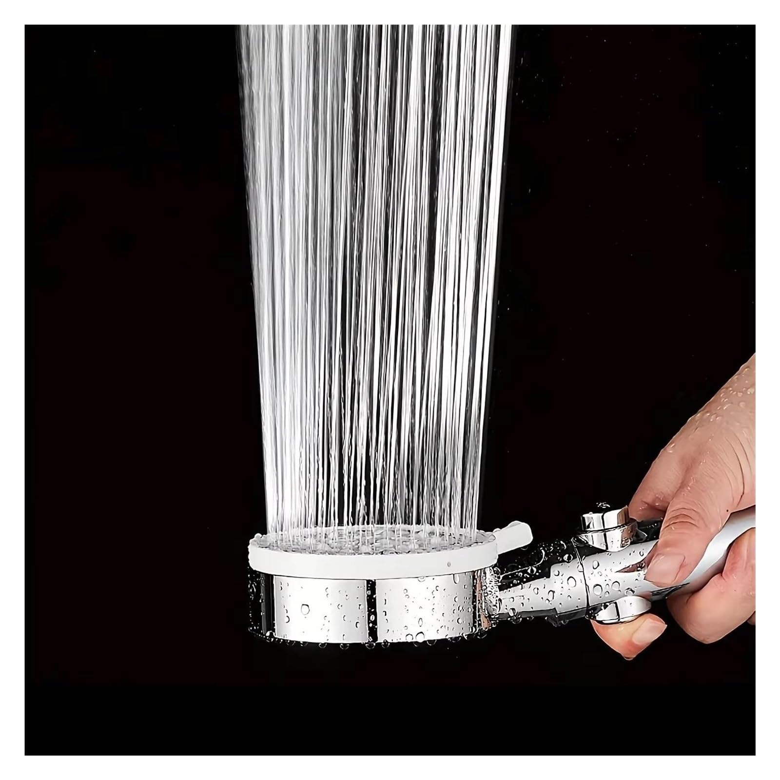 Cabezal de Ducha de Alta presión con 5 configuraciones Ajustables, Interruptor de Parada para Ahorro de Agua, Manguera Flexible y Soporte - Juego de baño Cromado de 3 Piezas para u