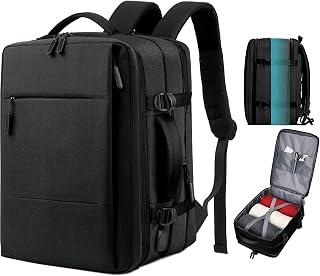 Carry On Backpack 35L Large Travel Backpack For Women Men, Water Resistant Black Work Backpack With Usb Charging Port For College Business Computer Laptop Bag