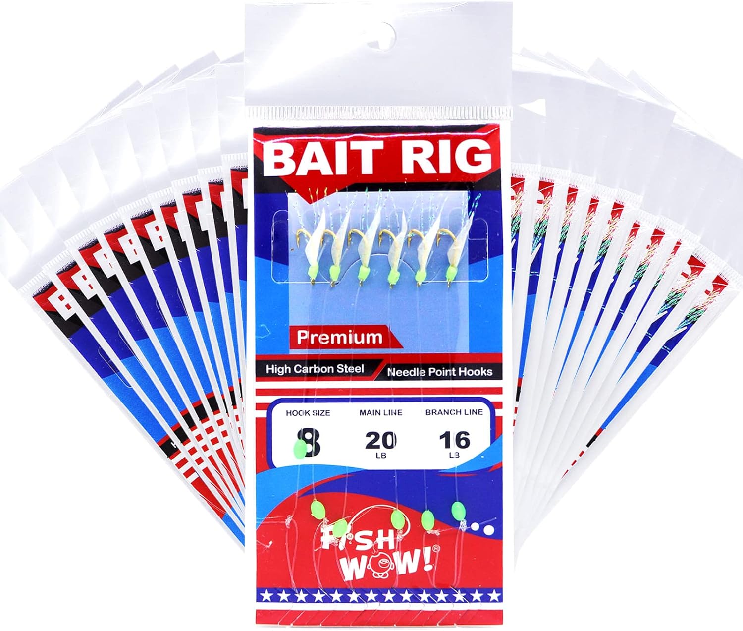 Size 8 Fishing Premium Bait Rig Lure - 20 Packs