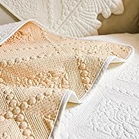 Vista 6 de vctops Neutral Cotton Quilted Couch Sofa Cover Floral Embroidery Non-Slip Sectional Couch Covers Soft Cozy Sofa Slipcover for Dogs Cats Pet Armrest