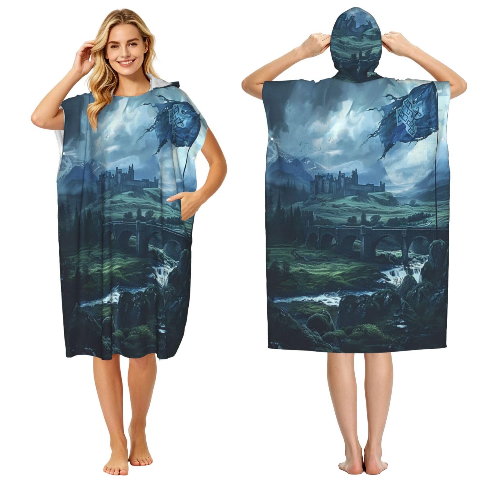 DTHKJNLSF St. Andrew Flag Adult Hooded Beach Poncho Towel